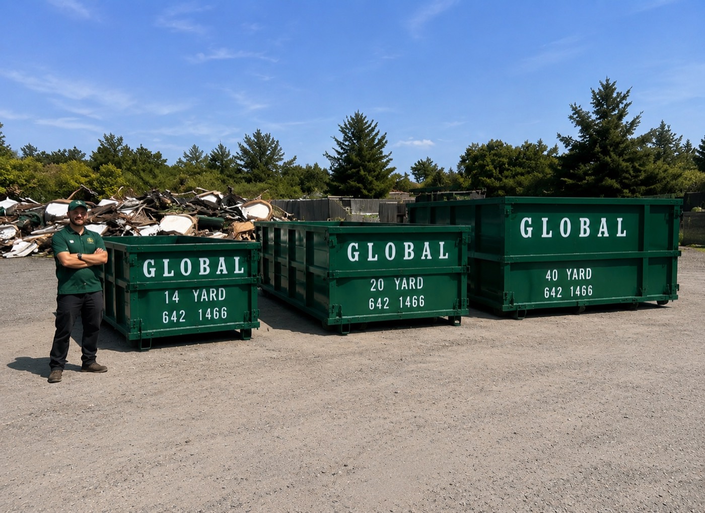 14, 20 and 40 yard dumpster rental size lineup